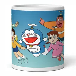 Mr UVD White & Blue Cartoon Characters Printed Ceramic Matte Mug 350 ml-picture-13