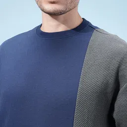 glitchez Colorblocked Round Neck Relaxed Fit Pullover Sweatshirt image 2