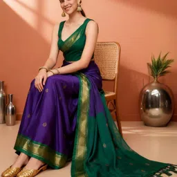 all about you Woven Design Zari Art Silk Handloom Kanjeevaram Saree-picture-32