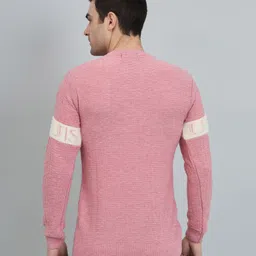 bulshh collection Men Printed Round Neck Pink Sweater image 2