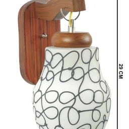 1ST TIME Black & White Printed Wood Contemporary Abstract Shaped Shaped Wall Lamp image 3