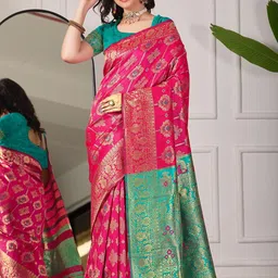 TINA FASHION Woven Design Zari Art Silk Heavy Work Banarasi Saree image 3