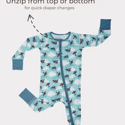 THE PLUSH CLUB Infants Aeroplane Jet Printed Round Neck Rompers image 4