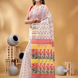 DESH BIDESH Woven Design Pure Cotton Jamdani Saree image 2
