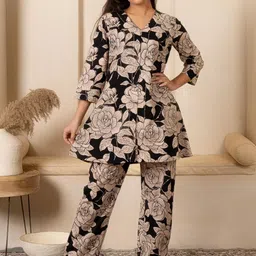SHIVARA Printed Pure Cotton V-Neck Tunic With Trousers Co-Ords-picture-27