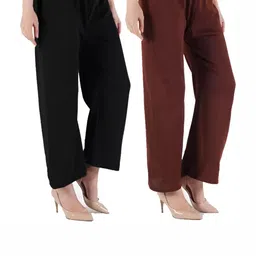 MIXFIT Women Pack Of 2 Mid-Rise Woolen Straight Fit Trousers-image-15