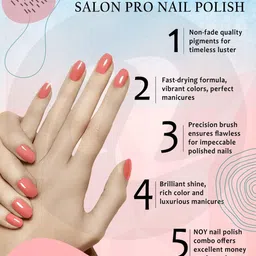 NOY Set Of 6 Quick Dry Long Lasting Glossy Nail Polish - 6 ml Each image 4