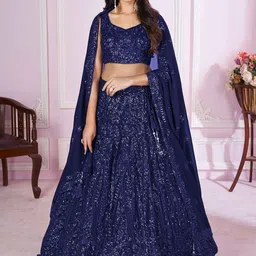 DIVASTRI Embellished Sequinned Semi-Stitched Lehenga & Unstitched Blouse With Dupatta-picture-41