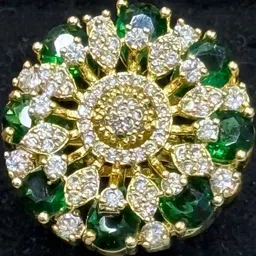 VANSHIKA JEWELS Women Green Brass American Diamond Finger Ring image 2