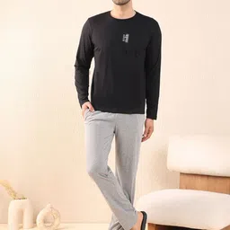 Sweet Dreams Men Solid Round Neck Top and Pyjamas Night suit-image-76