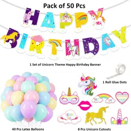 nisha enterprises Decoration Unicorn Theme Birthday Decoration Kit 50PCS image 2