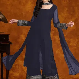 youthnic Women Georgette Kurta Palazzo Dupatta Set-picture-18