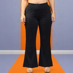 hocc Women Loose Fit Black Lycra Blend Trousers image 1