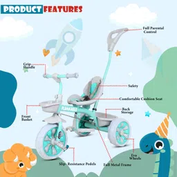 flammable Small kids Tricycles |Cycles for Kids | Cycle for Baby with Parental Control PARENTAL NONI Tricycle image 2