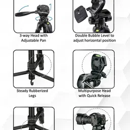 Prolite PL 810-HW (70 inch | Payload Upto 6 kg) | for DSLR, Video Camera, Mobile, GoPro Tripod Kit image 2