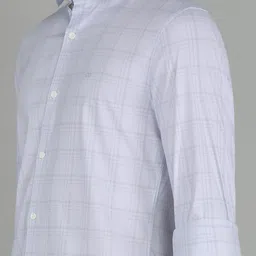 peter england Men Super Slim Fit Checkered Spread Collar Formal Shirt image 5