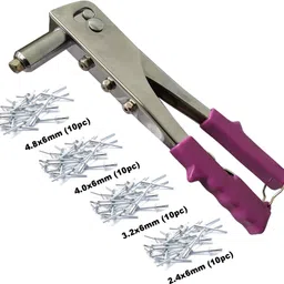 Heavy 10.5inch Hand Rivet Gun 2.4mm, 3.2mm, 4.0mm, 4.8mm with 40pc Rivets Heavy Duty Squeeze Rivet Gun-image-1