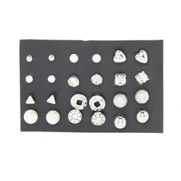 Jewels Galaxy Women Set of 12 Silver-Plated Studs-picture-42