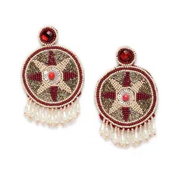 Moedbuille Maroon Contemporary Drop Earrings image 2