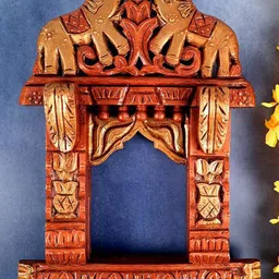 apka mart Brown Textured Wooden Jharokha Wall Decor-image-43