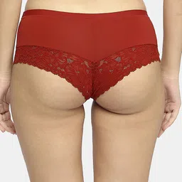 SOIE Women Mid Rise Medium Coverage Lace Shorty Cheeky Panty FP-1550RUST-RUST image 4