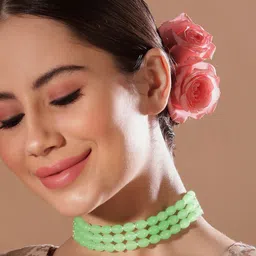 Rubans Green & Gold-Toned Handcrafted Beads Choker-image-36