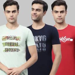Vimal Jonney Multi Cotton Regular Fit Printed T-Shirt - Pack of 3-picture-10
