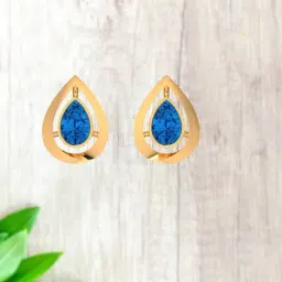 P.C. Chandra Jewellers 14k Gold Tear Blue Stone Stud Earrings-picture-37