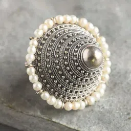 Jaypore Antique Silver Vihana Statement Ring image 3
