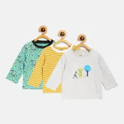 MINIKLUB Kids Multicolor Self Design Full Sleeves T-Shirt (Pack Of 3)-picture-45