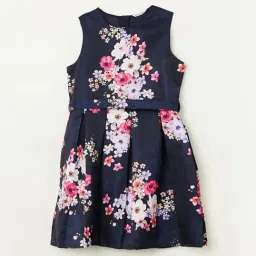 Fame Forever by Lifestyle Kids Navy & White Floral Print Dress-picture-30