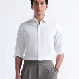 Arrow White Cotton Slim Fit Self Pattern Shirt-image-84