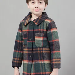 HOUSE OF VEDAS Boys Checked Lightweight Sporty Jacket with Embroidered image 4