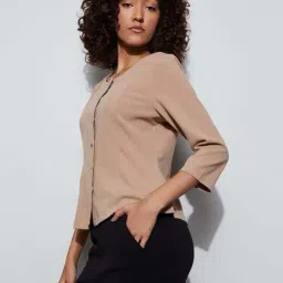 Code By Lifestyle Medium Beige Regular Fit Top image 3