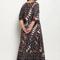 Amydus Women Plus Size Black & Cream-Coloured Animal Maxi Dress image 4