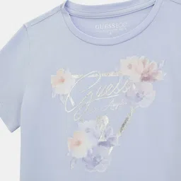 GUESS kids Girls Floral Printed Round Neck Cotton T-shirt image 2
