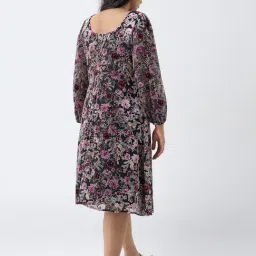 Gia by Westside Multicolour Floral Pattern Velvet A-Line Dress image 2