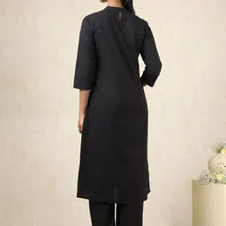 Soch Yoke Design Mandarin Collar Beads and Stones Straight Kurta With Trousers image 2