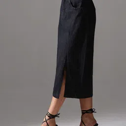 Miss Chase Stretchable Denim Midi Straight Skirt image 5