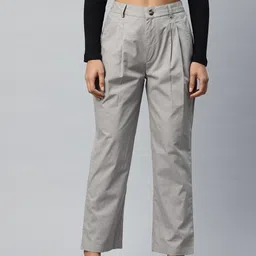 Popnetic Loose Fit High-Rise Pleated Pure Cotton Trousers-picture-12