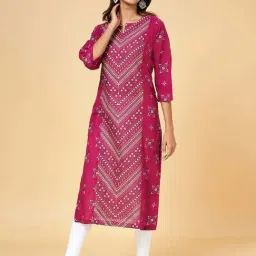 Rangmanch by Pantaloons Pink Cotton Printed Straight Kurta-picture-26