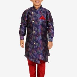 Pro-Ethic Style Developer Kids Blue & Red Printed Full Sleeves Kurta with Pyjamas-picture-24