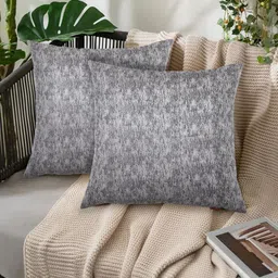 Tesmare Grey Set of 2 Abstract Velvet Square Cushion Covers-picture-32
