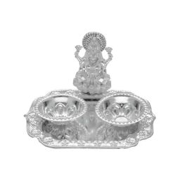 Sri Jagdamba Pearls 0.8 Silver Lakshmi Diya Thali - 42 gm-picture-44