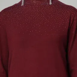 Mafadeny Maroon Regular Fit Pullover image 5