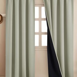 HOMEMONDE Off White 2 Pieces Black Out Long Door Curtains-picture-26