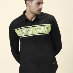 People by Pantaloons Black Cotton Slim Fit Printed Shirt-picture-33