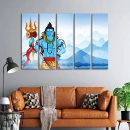 999Store Printed Blue MDF 5 Panels Wall Art-picture-40