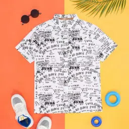 Pantaloons Junior Kids White Cotton Printed Shirt-picture-17