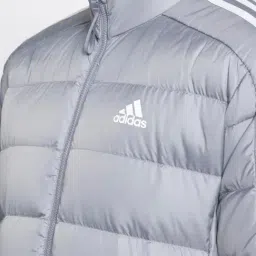 adidas Essentails Grey Slim Fit 3 Striped Sports Jacket image 4
